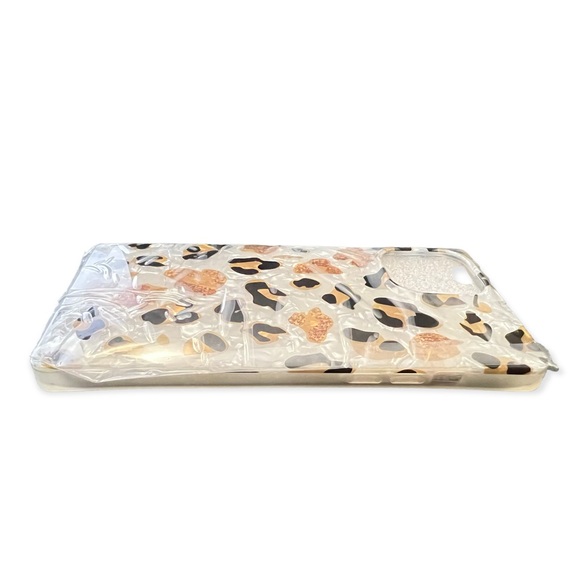 Black Pearl Rose Gold Glitter Cheetah Leopard Square iPhone 12 13 PRO MAX Case - Picture 8 of 10